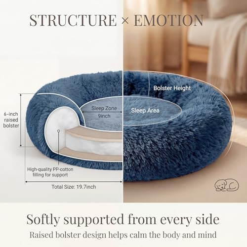 nononfish Donut Dog Bed for Small Dogs, Plush Calming Round Bed - Image 4