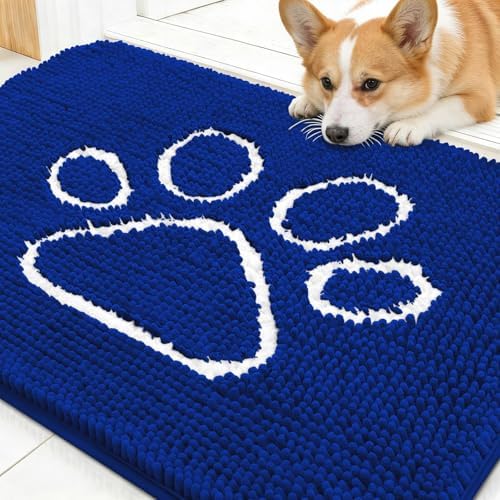 OLANLY Dog Door Mat for Muddy Paws 30x20, Paw Print Design Chenille Mud Mat by OLANLY