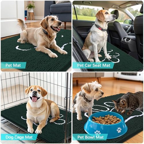 OLANLY Dog Door Mat for Muddy Paws 24x16, Paw Print Design Chenille Mud Mat - Image 7