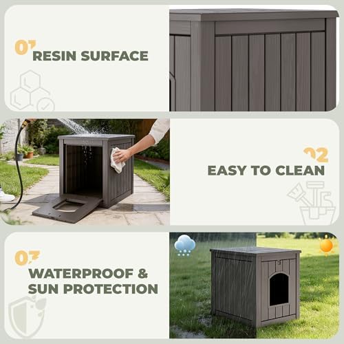 Cat Litter Box Enclosure, Enclosed Cat Litter Box Raised Floor, Openable Front - Image 3