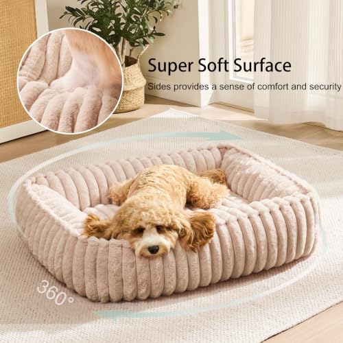 Orthopedic Large Dog Bed Calming Pet Sofa Bed 36''x28'' Khaki - Image 4