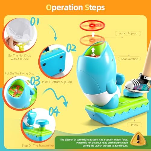 WATUDOU 12 PCS Flying Disc Launcher Outdoor Indoor Game Toys Gifts - Image 4