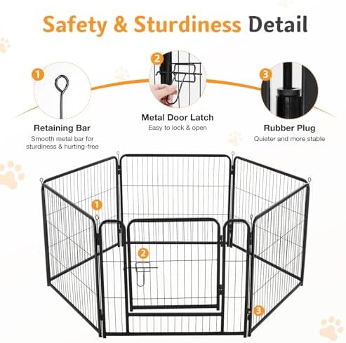 NEWBULIG Dog Playpen Indoor 40 Inch 6 Panels, Metal Outdoor Dog Fence Pen - Image 5