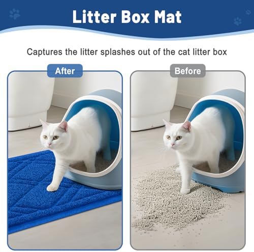Smiry Cat Litter Box Mat 47x32, Non-Slip Water Resistant Litter Trapping Mat - Image 4