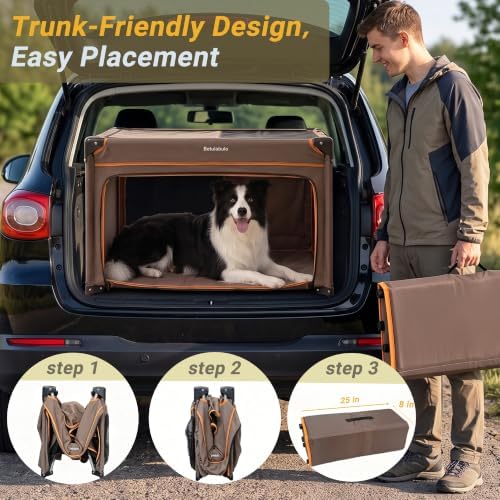 36 Inch Collapsible Travel Dog Crate, 4 Doors & Soft Pet Mat - Image 5