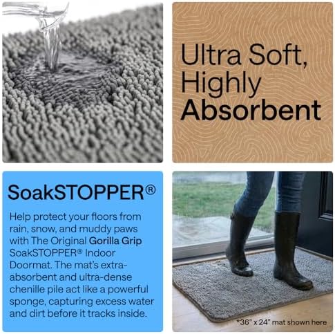 GORILLA GRIP SoakSTOPPER Dog Door Mat, Machine Wash and Dry, 36x24 Gray - Image 4