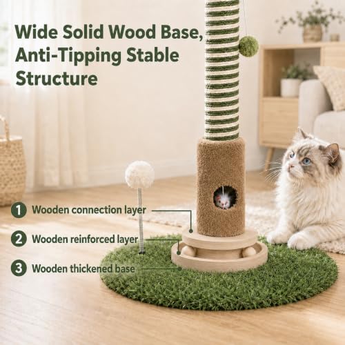 39" Sisal Rotating Cat Scratching Post, Balls & Toy, Indoor Cats - Image 5