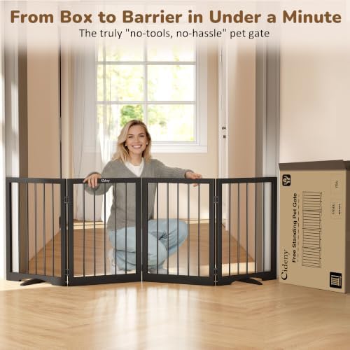 Free Standing Dog Gate Indoor, Foldable Dog Gate - Image 4