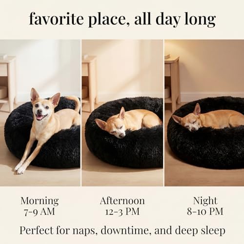 nononfish Puppy Beds for Small Dogs Washable 19" Black Calming and Anxiety Pet - Image 5