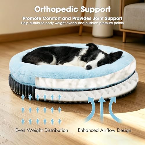 ClevaHome Orthopedic Dog Bed for Medium Dogs, 30in Ice Blue - Image 4