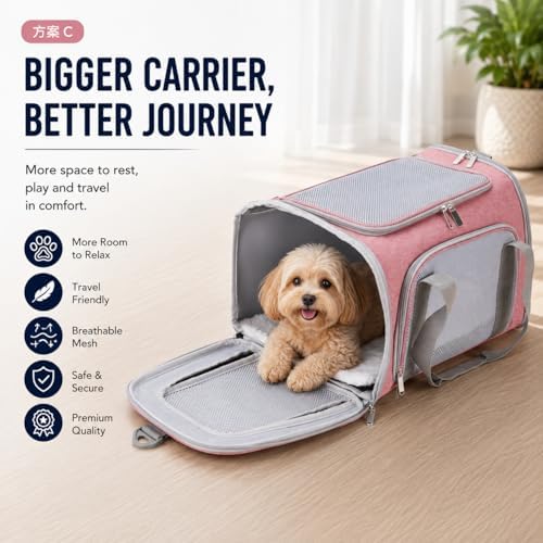 Large Pet Carrier for Cats and Small Dogs, Soft-Sided Travel Carrier - Image 2