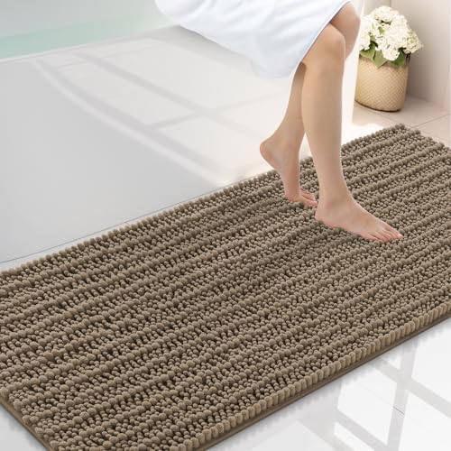 Smiry Bathroom Rugs 59X24, Extra Soft Rubber Backing Chenille Bath Mats by Smiry