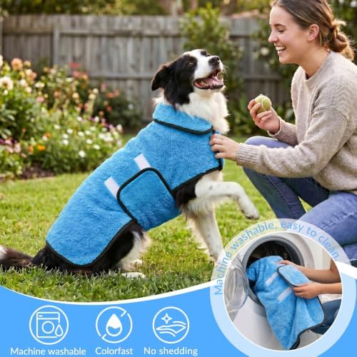 Dog Bathrobe, Super Absorbent for Small to Large Dogs, Light Blue 2XL - Image 5