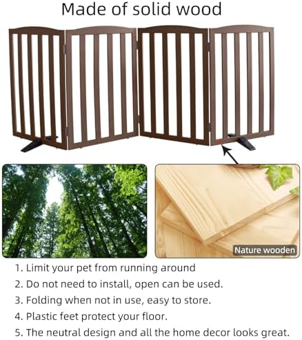 Freestanding Dog Gate Indoor, Doggie Gate Foldable Pet Gates - Image 6
