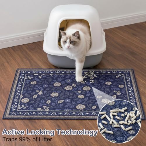 Glittme Cat Litter Mat 24"x15" Non-Slip Washable Trapping Mat - Image 2