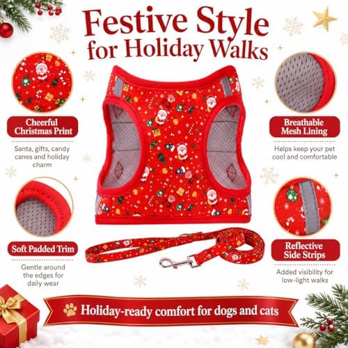 Step in Christmas Xmas Day Dog Harness Leash Set- All Weather Reflective - Image 2