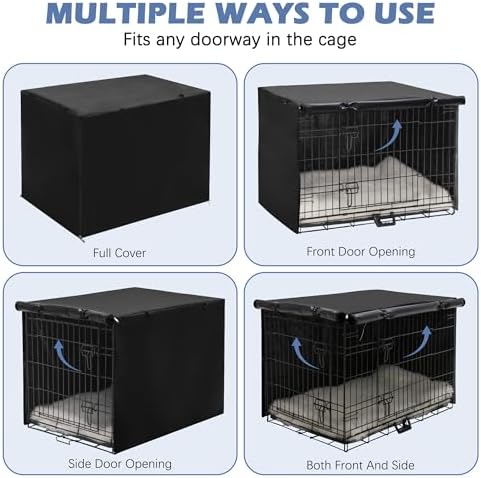 Akinerri Dog Crate Cover, Double Door Waterproof Kennel Cover, 42 in Black - Image 4