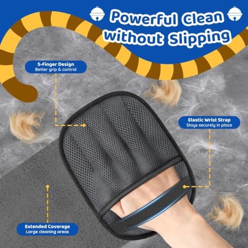 Pet Hair Removal Glove for Dogs & Cats, 2 Packs Five-Finger Grip - Image 3