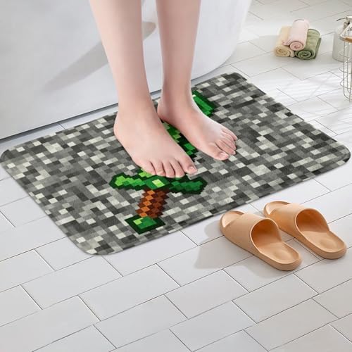 Manfei Pixel Sword Bath Mat, Pixelated Sword Design Kids Mats Rugs, Girls Boys - Image 4