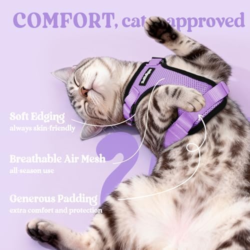 rabbitgoo Cat Harness and Leash Set, Escape Proof Vest, Light Purple - Image 4