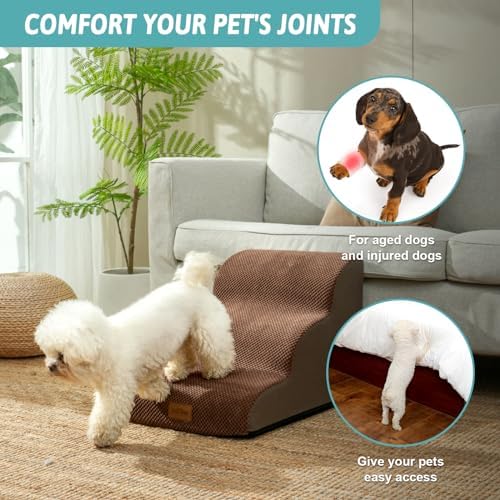 COZY KISS Wide Dog Stairs for Small Dog 15.7" H, 3 Step Pet Ramp for Couch - Image 4