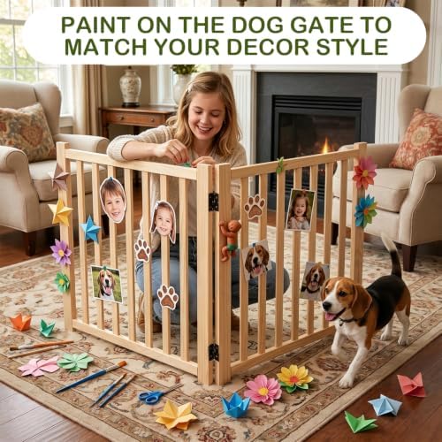 Wooden Freestanding Dog Gate Indoor - Image 2