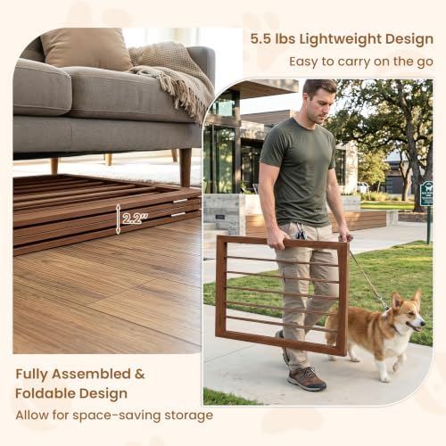 Giantex 4-Panel Freestanding Foldable Dog Gate - Image 4