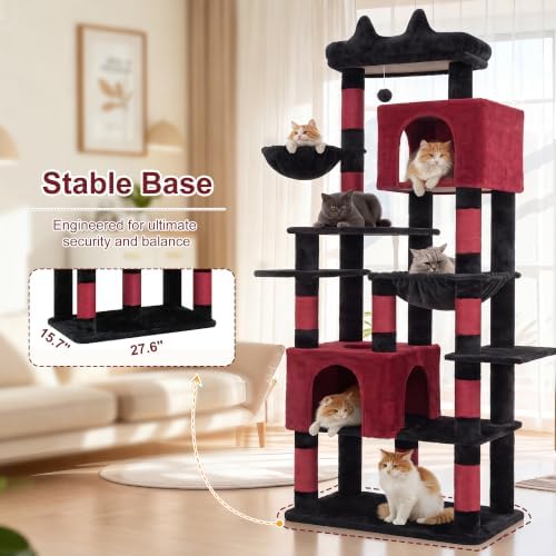 Heybly Cat Tree, 76-Inch Tall Heavy Duty Cat Tower - Image 2