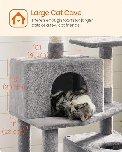 Feandrea Cat Tree, 73.2-Inch Cat Tower, Light Gray - Image 6