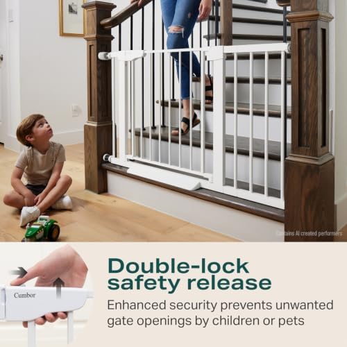 Cumbor 30-46" Baby Gate for Stairs, Auto Close Dog Gate for Doorways White - Image 6