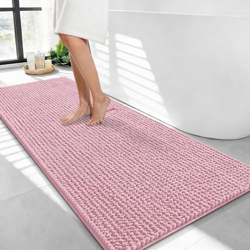 OLANLY Thick Chenille Bathroom Runner Rugs Mats 44x24, Dusty Rose by OLANLY