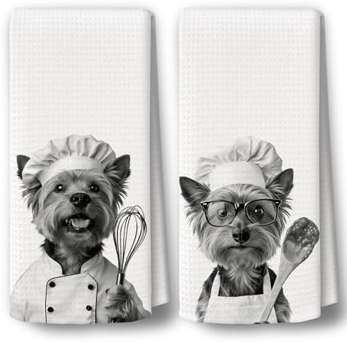 Dog Kitchen Towels Decor Set of 2 by BCUANGD