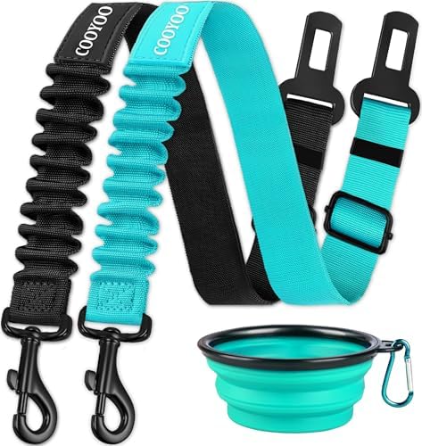 COOYOO Dog Seat Belt, 3 Piece Set Retractable Dog Car Harness Adjustable by COOYOO