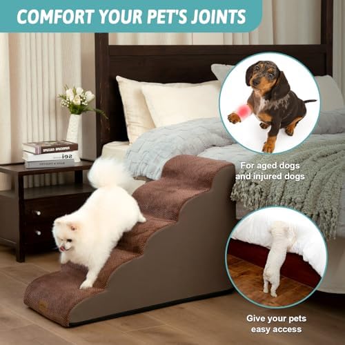 COZY KISS Wide Dog Stair for Small Dog 22.6" H, 5 Step Pet Ramp for Bed - Image 2