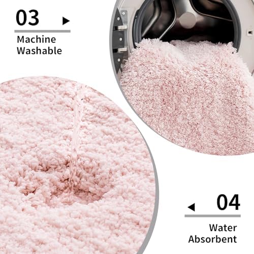 Disolla Sakura Pink Bathroom Rugs 20x32, Non-Slip Plush Thick Bath Mat - Image 5