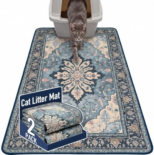Hompet Cat Litter Mat 2 Pack, 36x60 Large Machine Washable Trapping Mats by Hompet