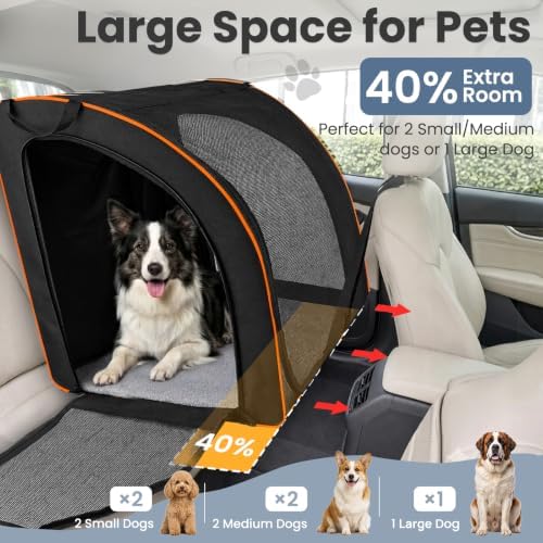 Dog Car Seat, Enclosed Carrier for Pets Travel Safety Dog Crate Soft-Sided - Image 3