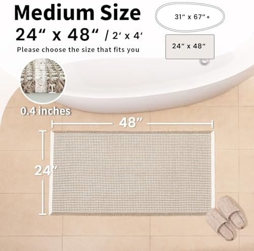 Waffle Bath Mat, Boho Bathroom Rugs Non Slip Washable - Image 2