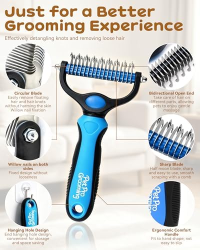 Tool, 2-In-1 Double-Sided Grooming Tool, Pet Shedding Remover Rounded-Tooth Comb - Image 4