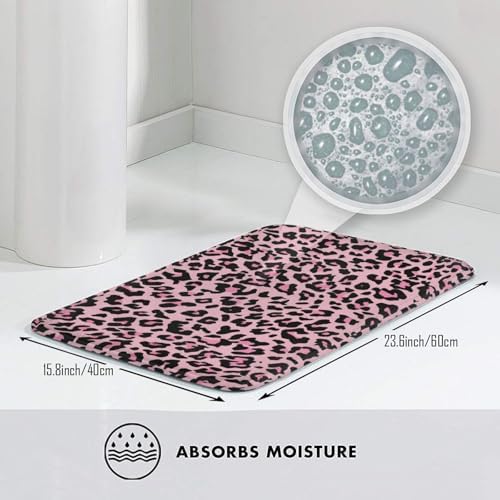 Pink Leopard Bath Mat 24x16 Inch Non-Slip Soft Microfiber Bathroom Rugs - Image 5