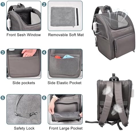 Jespet Pet Backpack Carrier for Small Dog, Soft Car Bed Ideal for Traveling - Image 2