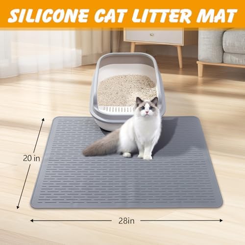 Silicone Cat Litter Mat, Waterproof, Raised Edge, 28 x 20 in - Image 3