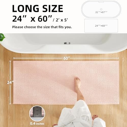 TYUU Bathroom Runner Rug, Long Bath Mat Washable Thin Quick Dry Low Pile - Image 2