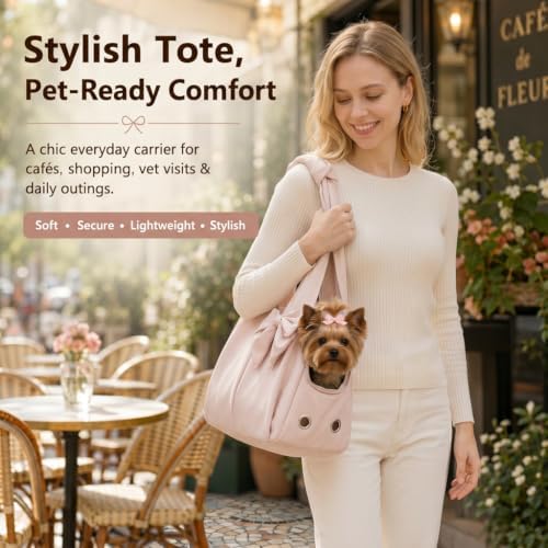 Fashion Dog Purse Carrier for Small Dogs and Cats, Soft-Sided Puppy Tote Bag Up - Image 5