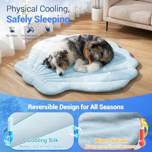 Q-Max>0.5 Dog Cooling Mat 40''×40'', Shell Sky Blue - Image 3