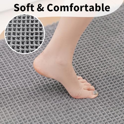 Long Bath Mat, Waffle Bathroom Runner Rug Non Slip Washable, 24 x 72 - Image 3
