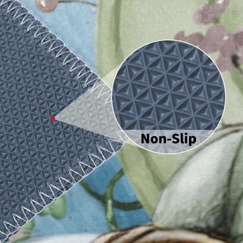 Giwawa Blue Pumpkin Bath Rug Autumn Leaves Bathroom Mat Non Slip Absorbent - Image 4