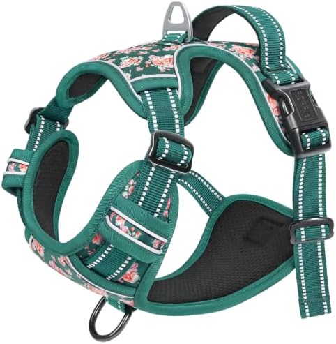 HEELE Large Dog Harness, Reflective, No Pull No Choke, Flower Grass Green L - Image 6