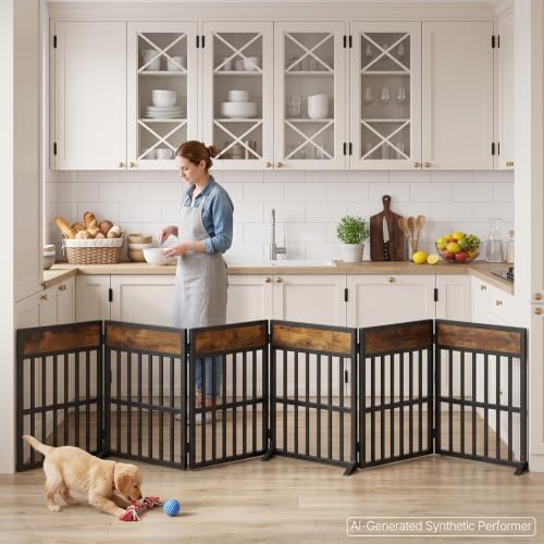 YATINEY Pet Gate, 6-Panel Indoor Foldable Dog Gate, Assembly-Free - Image 2