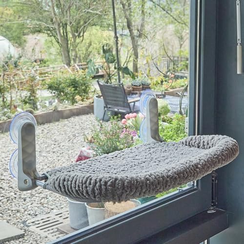 AIWIKIDE Cat Window Perch with Cushion Rim, Easy Install Bracket, Portable Wall - Image 2